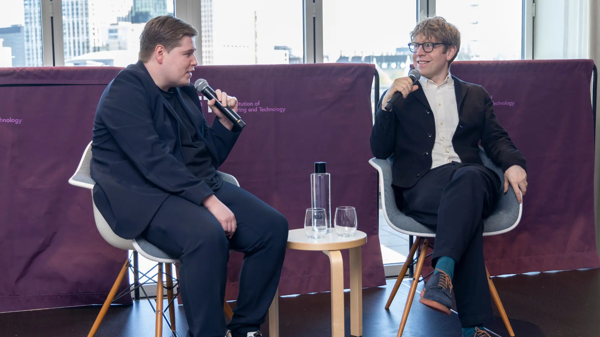 Jackson Parsons recording with Josh Widdicombe
